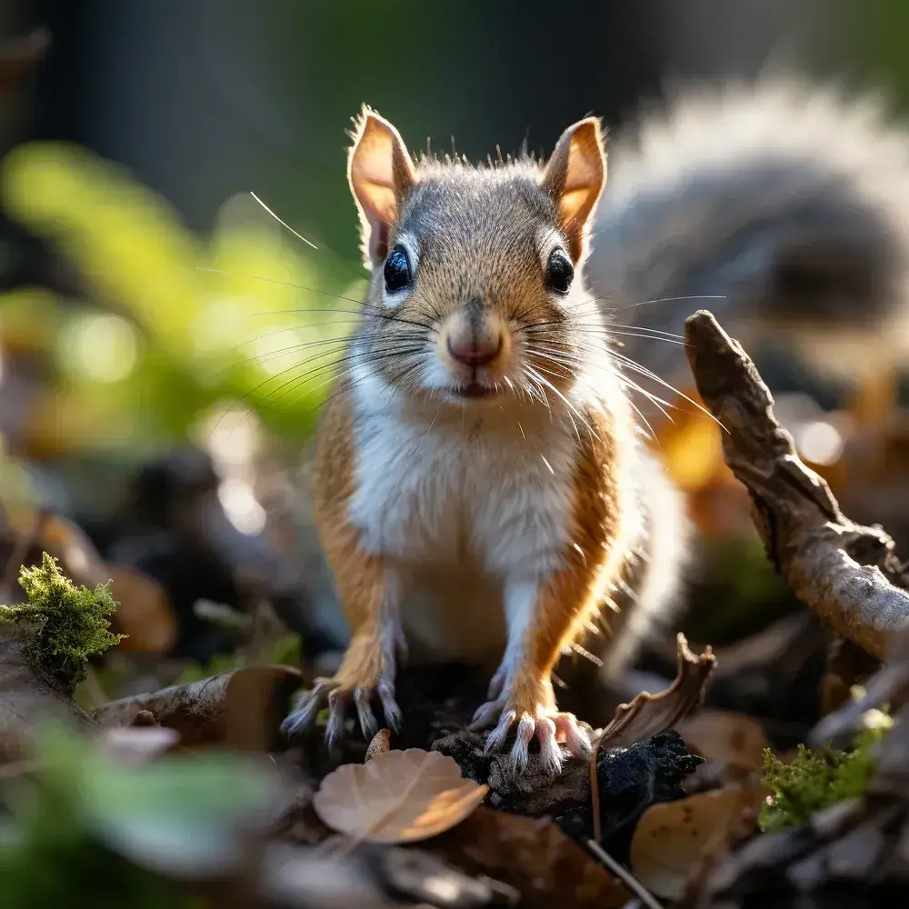 KI Bilder erstellen - Curious Squirrel Forest Floor KI Generated