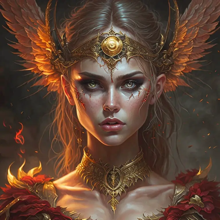 KI Bilder erstellen - Fantasy Warrior Queen Golden Headdress AI Generated