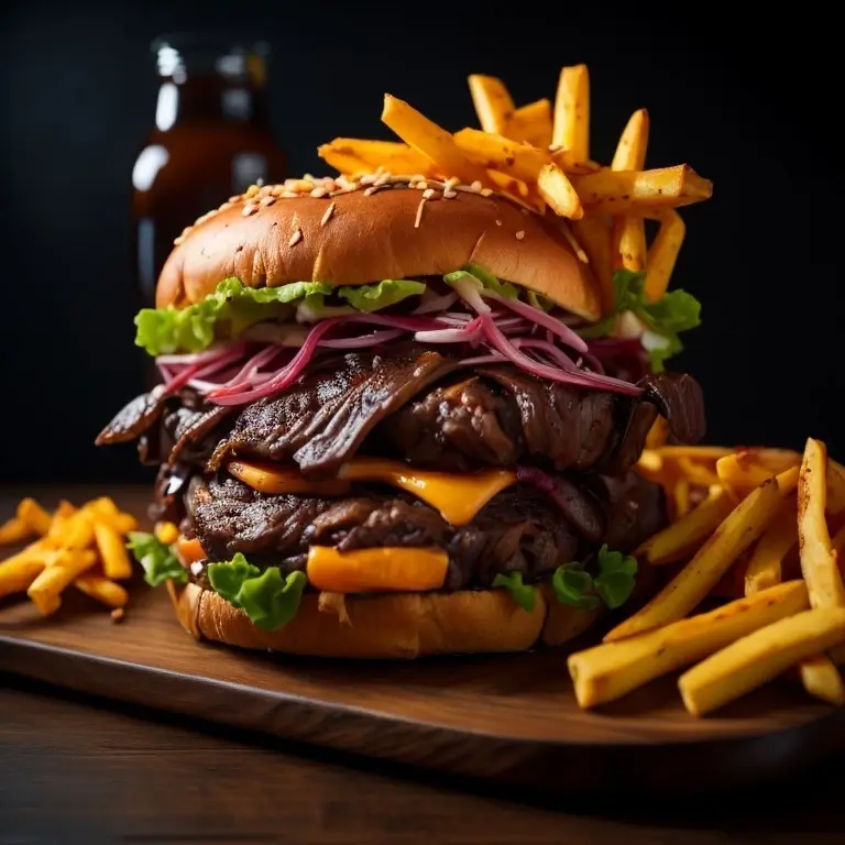 KI Bilder erstellen - Gourmet Burger With Fries AI Generated