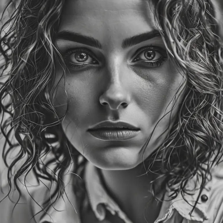KI Bilder erstellen - Monochrome Portrait Intense Gaze AI Generated